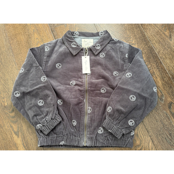 NWT NEW Rylee + Cru Peace Sign Corduroy Bomber Jacket Sz 8-9 - Picture 3 of 7